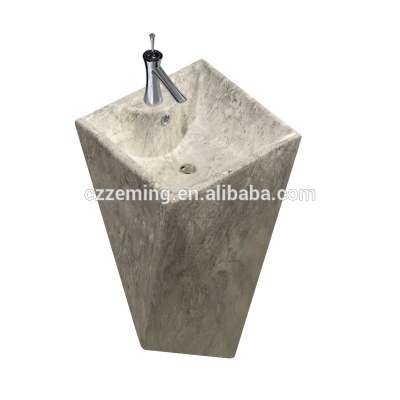 Single hole round ceramic bathroom floor standing unique pedestal sinks stone color wash basin